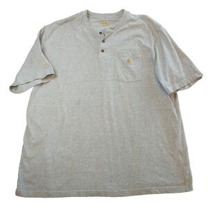 Carhartt Mens 2XL Henley Pocket T-Shirt Heather Gray Original Fit Short Sleeve